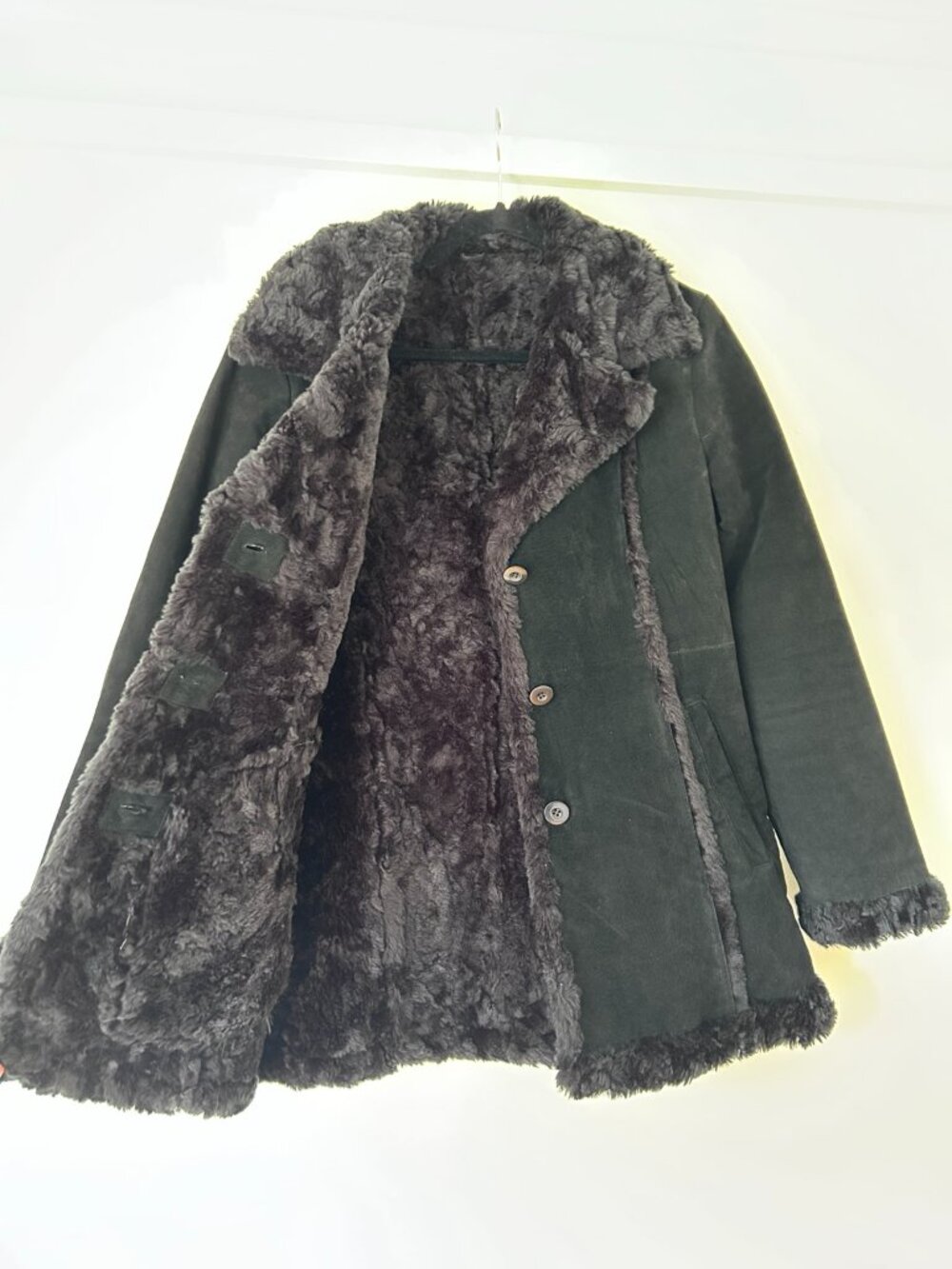 Vintage Y2K Wilsons Leather Maxima Black Suede Faux Fur Coat M